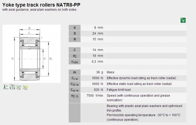 완전 조화 NATR8PP 바늘 롤러는 8 × 24 × 15mm의 Chrome 강철/스테인리스를 놓았습니다 0